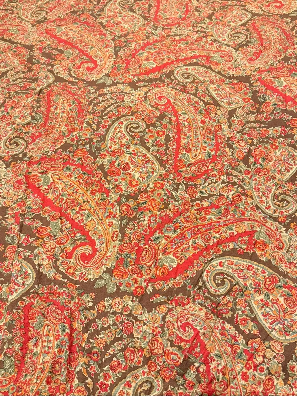 Pottery Barn Duvet Cover Bedding Carrie Paisley Brown Red Linen King Size HTF